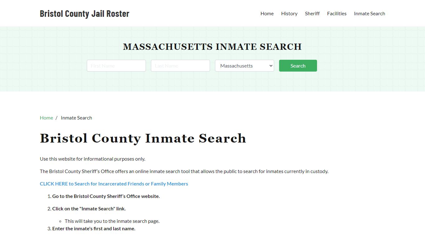 Bristol County, MA Detainee Lookup