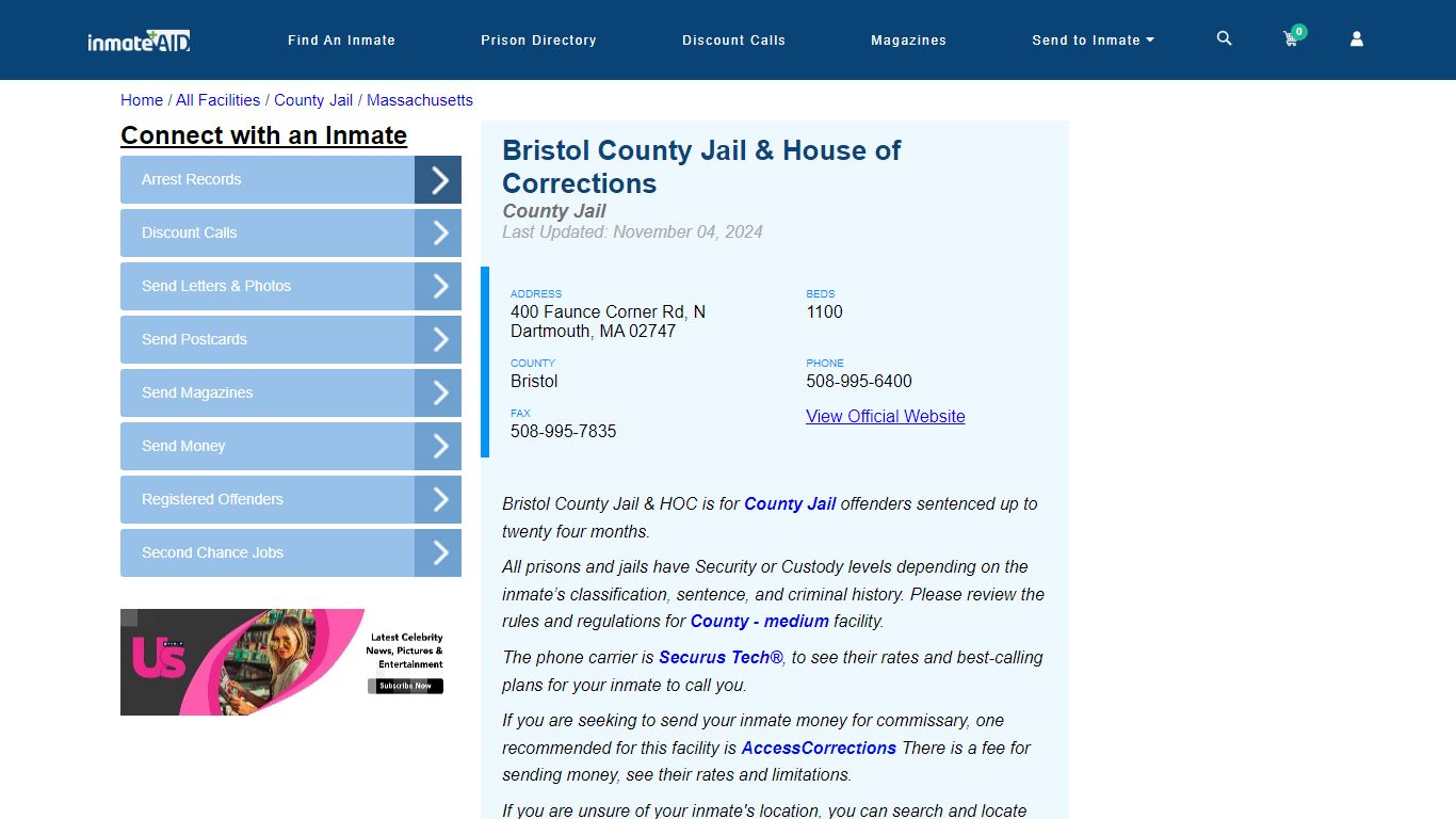 Bristol County Jail & House of Corrections - Inmate Locator